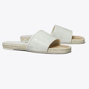 Tory Burch T Monogram Espadrille Slide In Gardenia